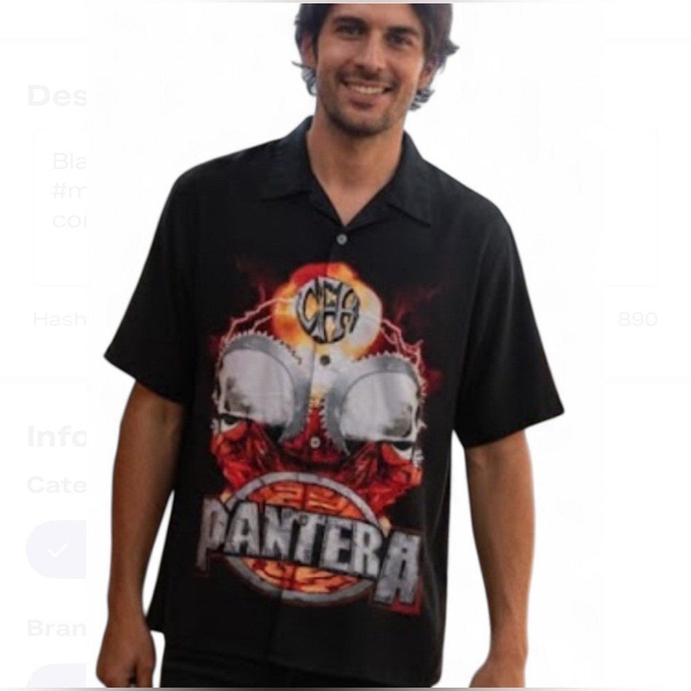 Pantera Men's Black Graphic Button Down Shirt